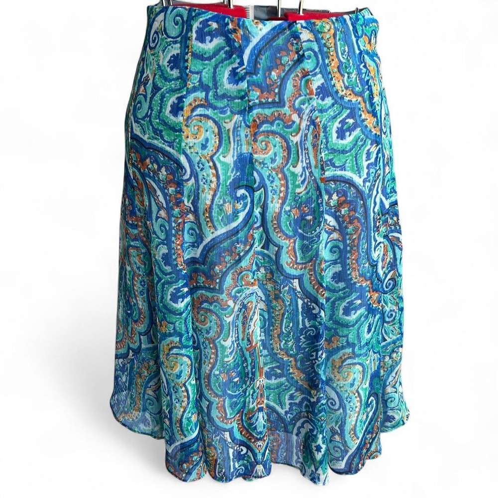 Lauren Ralph Lauren Blue & orange paisley chiffon flowy skirt boho fairycore med